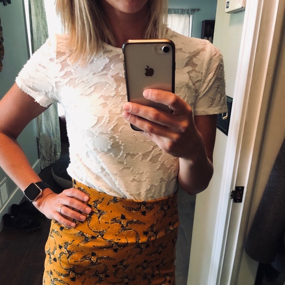 SOLD NWT XS Lucky Brand Clipped Jacquard Neck Tee - Picture 3 of 8